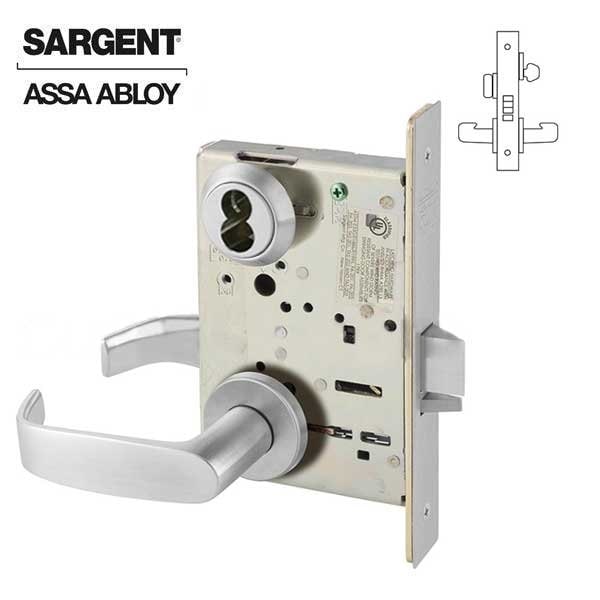 Sargent 8200 Series Mortise Lock Mechanical Office or Entry Lock to accept SFIC Core LN Trim L Rose Satin Ch SRG-70-8205-LNL-26D - main